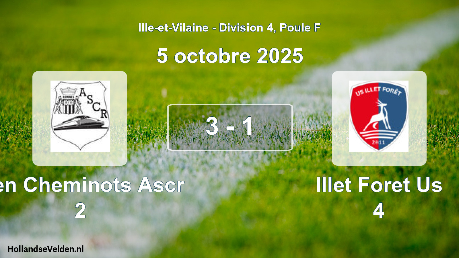 Gespeelde wedstrijd: Ren Cheminots Ascr 2 - Illet Foret Us 4 3 - 1 (5 oktober 2025)
