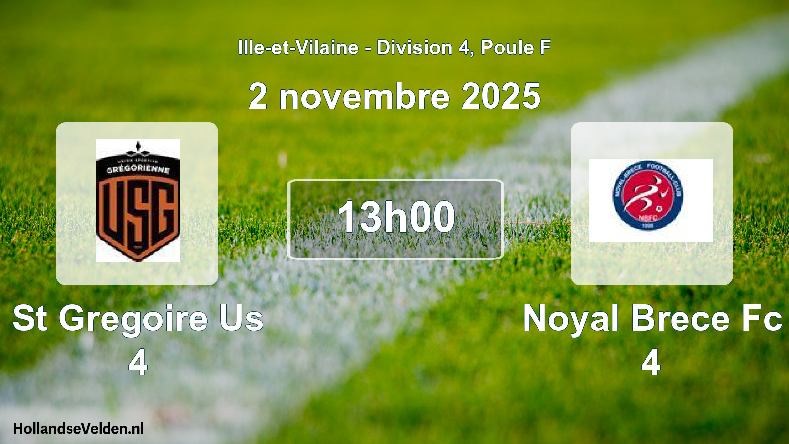 Geplande wedstrijd: St Gregoire Us 4 - Noyal Brece Fc 4 (2 novembre 2025)