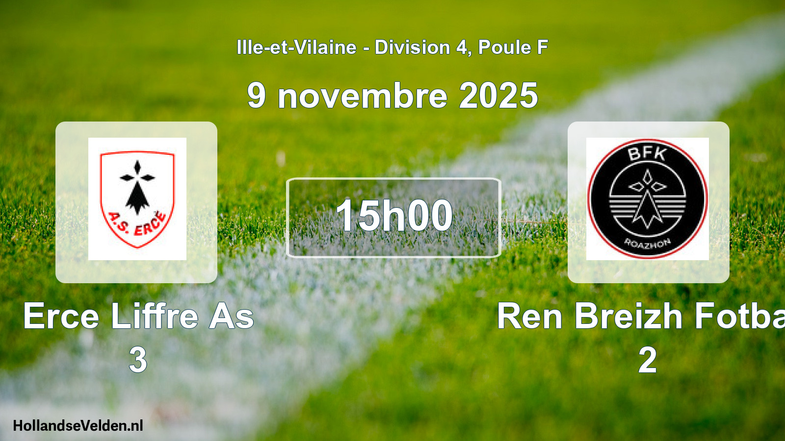 Geplande wedstrijd: Erce Liffre As 3 - Ren Breizh Fotbal 2 (9 novembre 2025)