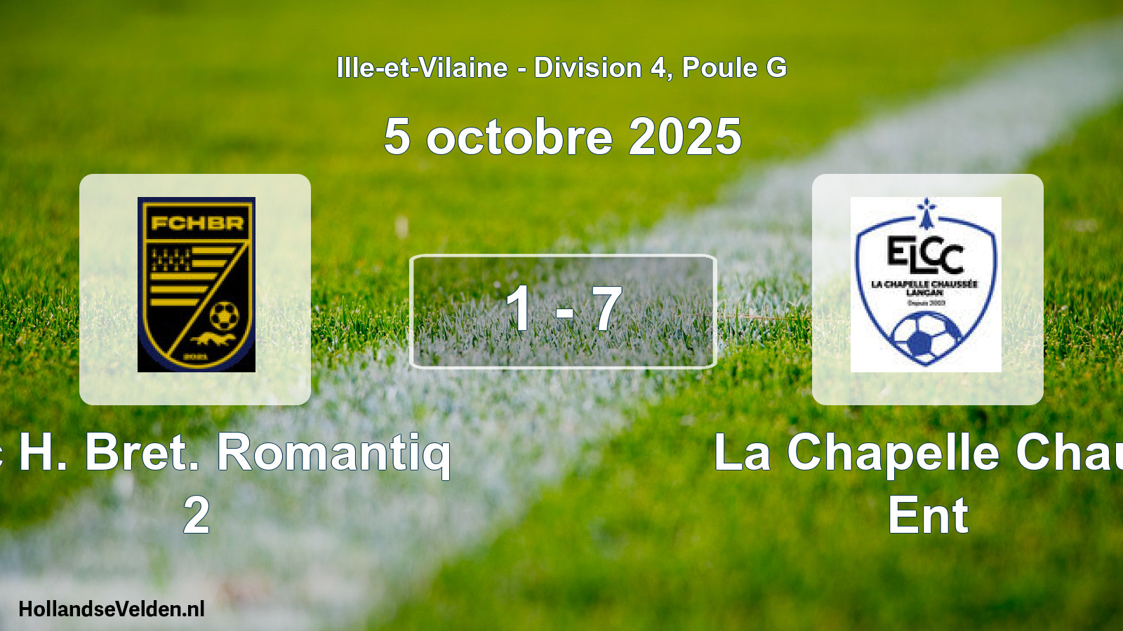 Total number of matches played: Fc H. Bret. Romantiq 2 - La Chapelle Chau Ent 1 - 7 (5 October 2025)