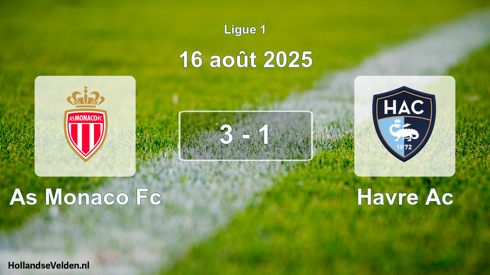 Gespeelde wedstrijd: As Monaco Fc - Havre Ac 3 - 1 (16 août 2025)