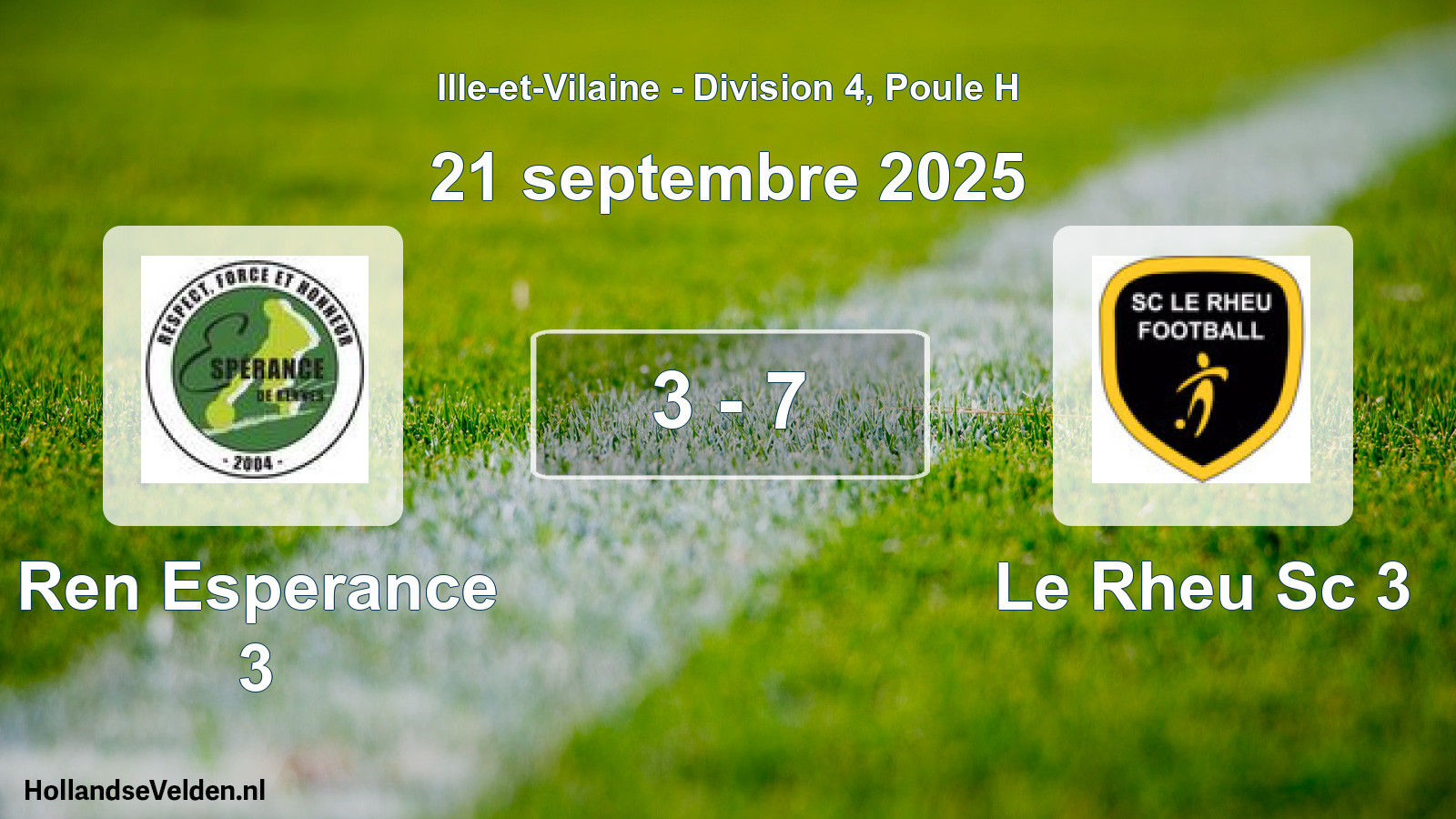 Gespeelde wedstrijd: Ren Esperance 3 - Le Rheu Sc 3 3 - 7 (21 septembre 2025)