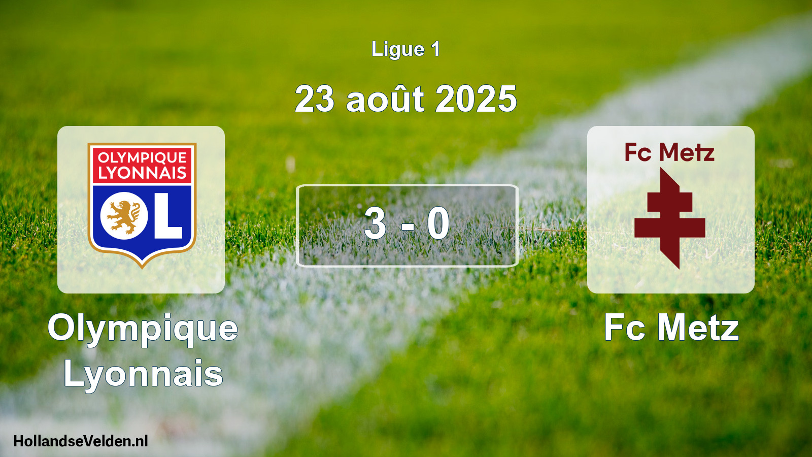 Total number of matches played: Olympique Lyonnais - Fc Metz 3 - 0 (23 August 2025)