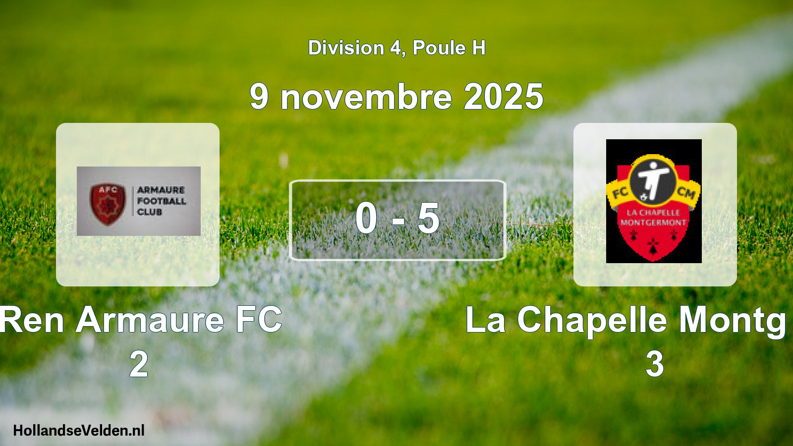 Gespeelde wedstrijd: Ren Armaure FC 2 - La Chapelle Montg FC 3 0 - 5 (9 november 2025)