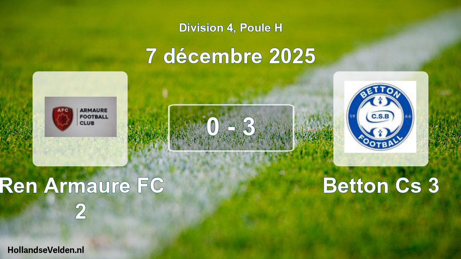 Gespeelde wedstrijd: Ren Armaure FC 2 - Betton Cs 3 0 - 3 (7 december 2025)