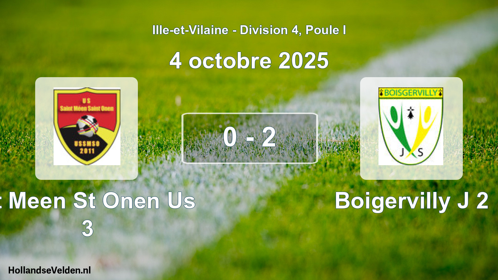 Gespeelde wedstrijd: St Meen St Onen Us 3 - Boigervilly J 2 0 - 2 (4 oktober 2025)