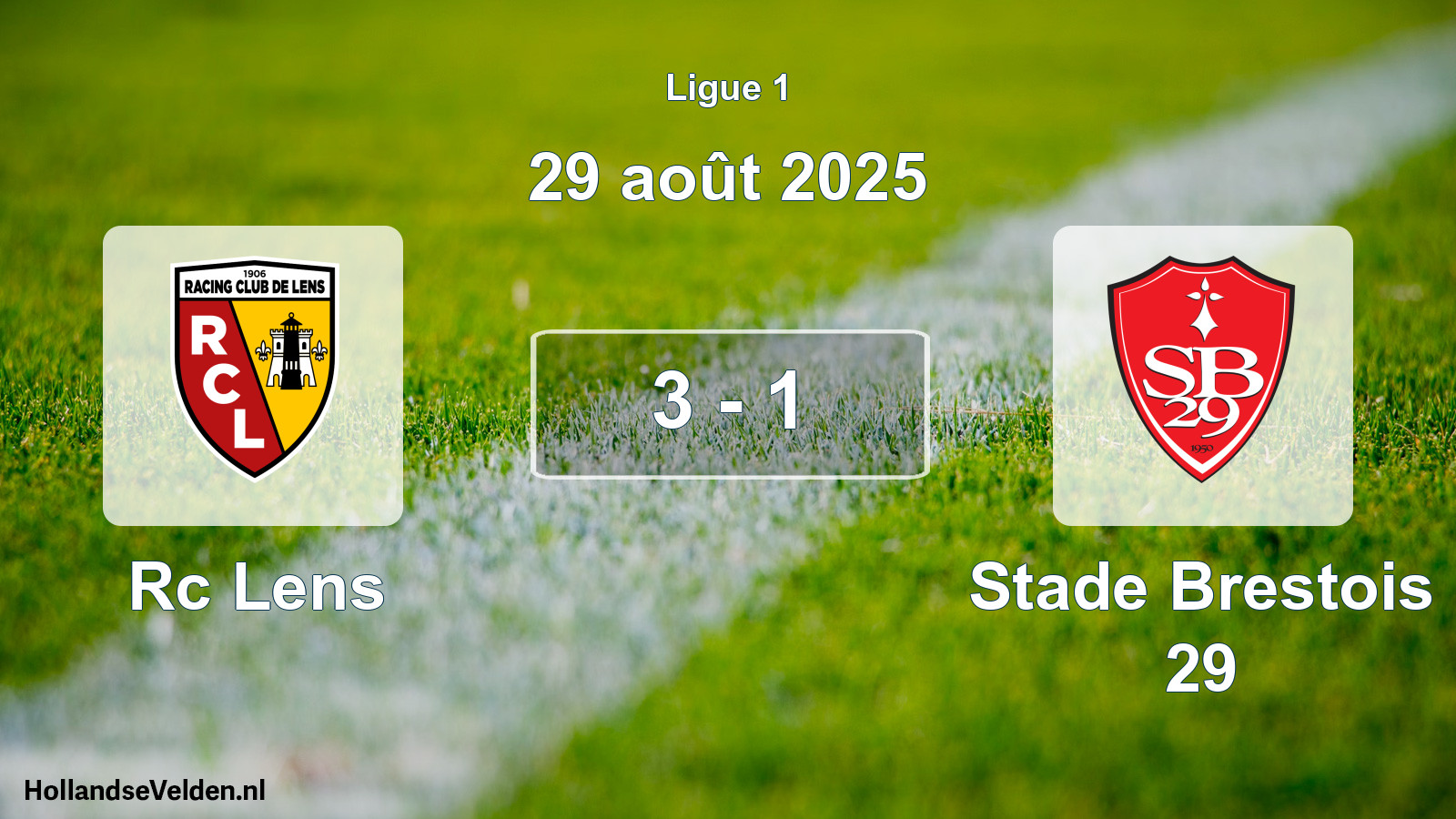 Gespeelde wedstrijd: Rc Lens - Stade Brestois 29 3 - 1 (29 août 2025)