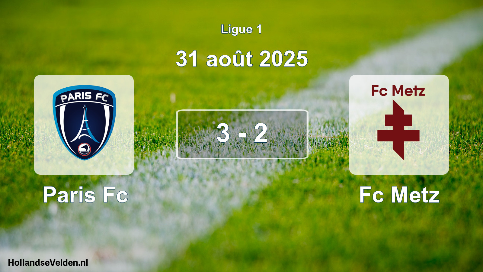 Gespeelde wedstrijd: Paris Fc - Fc Metz 3 - 2 (31 augustus 2025)