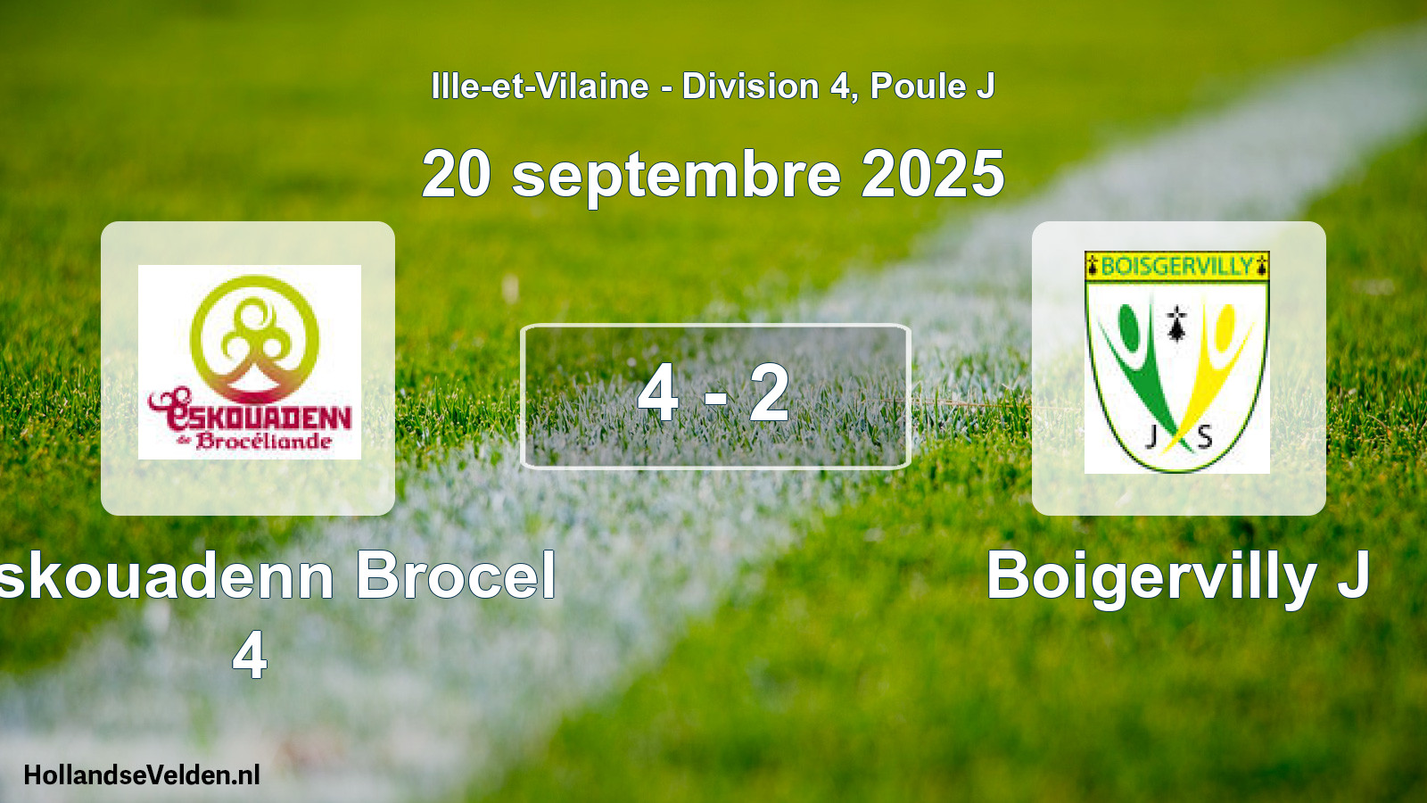 Gespeelde wedstrijd: Eskouadenn Brocel 4 - Boigervilly J 4 - 2 (20 september 2025)