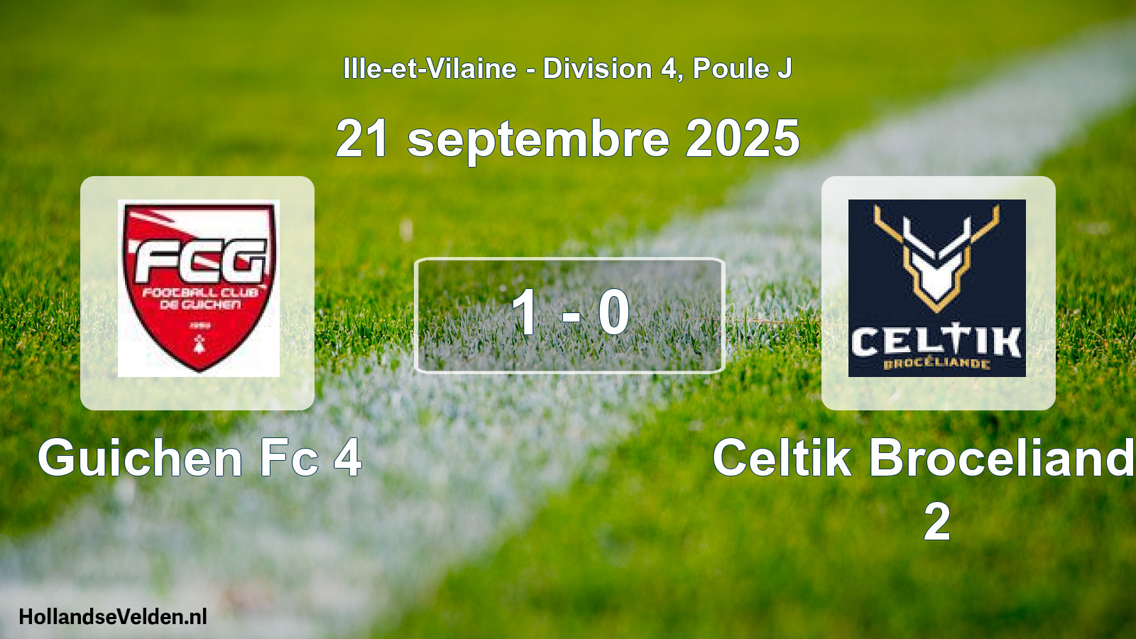 Gespeelde wedstrijd: Guichen Fc 4 - Celtik Broceliande 2 1 - 0 (21 septembre 2025)
