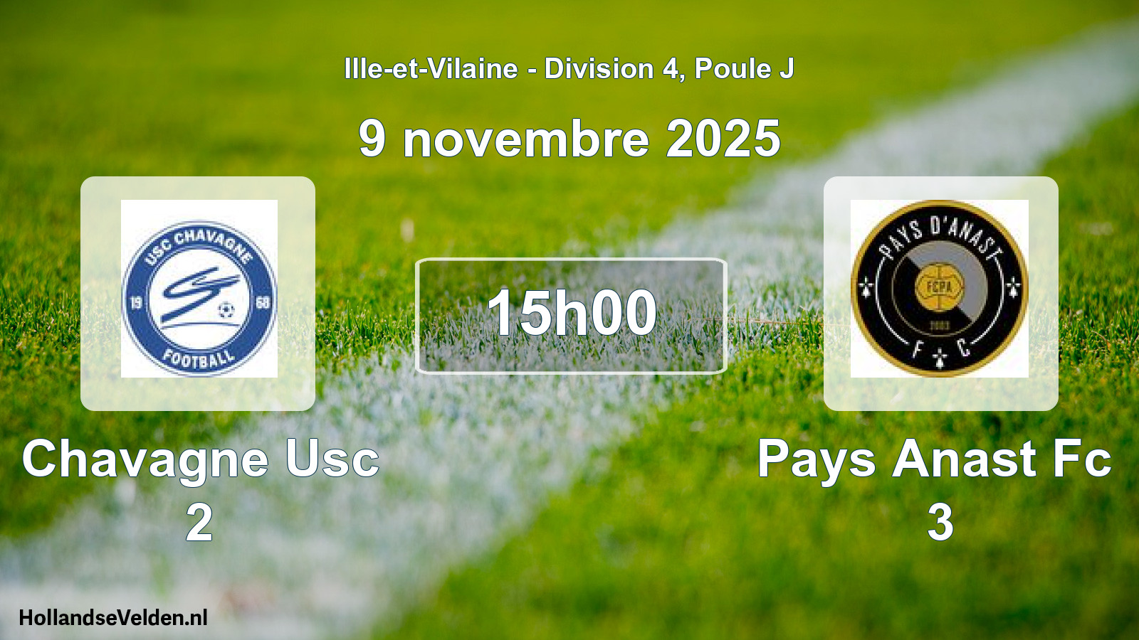 Geplande wedstrijd: Chavagne Usc 2 - Pays Anast Fc 3 (9 novembre 2025)