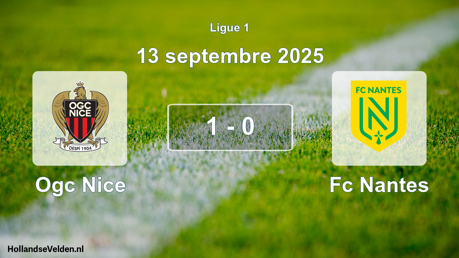 Gespeelde wedstrijd: Ogc Nice - Fc Nantes 1 - 0 (13 september 2025)