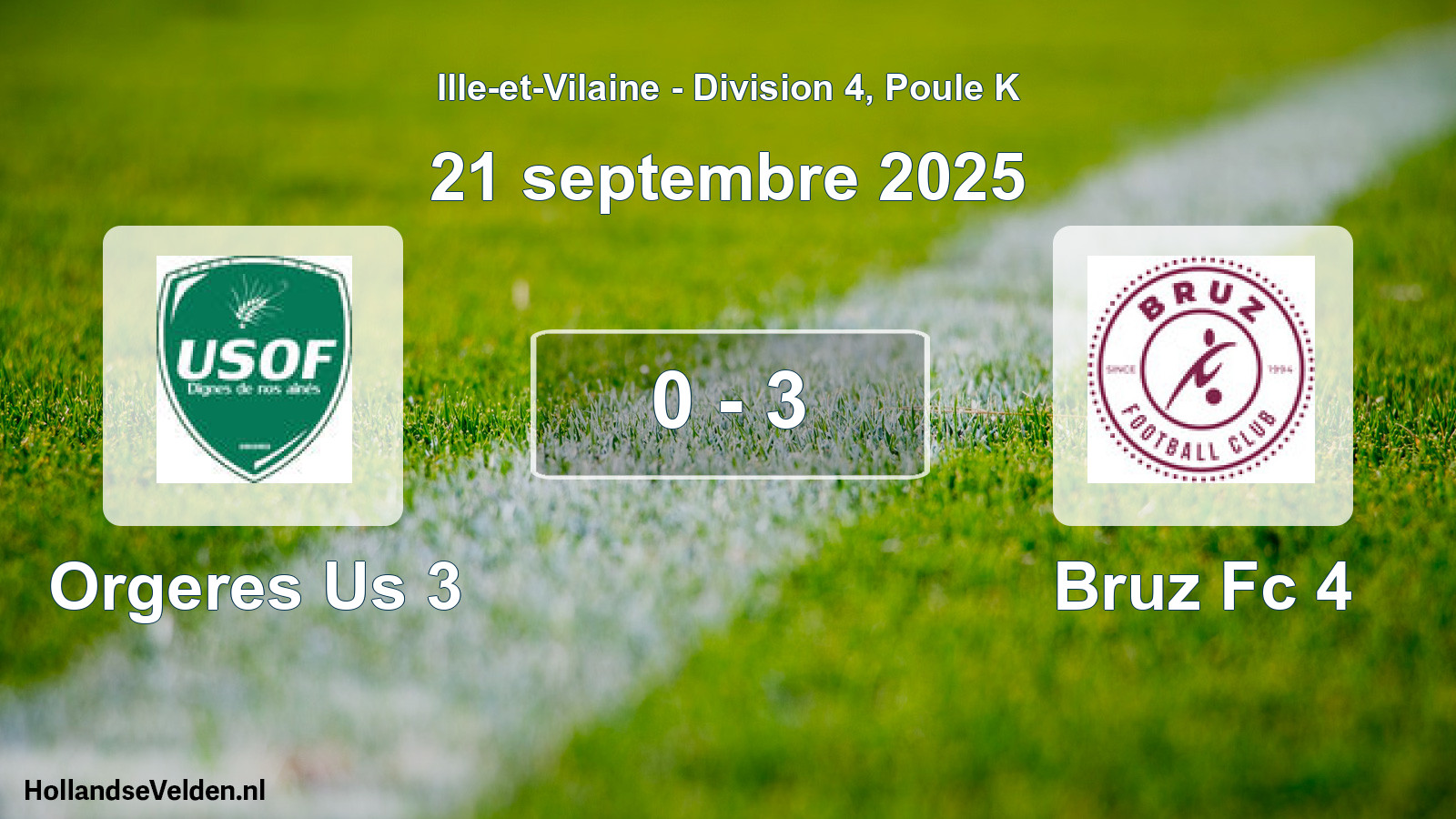 Gespeelde wedstrijd: Orgeres Us 3 - Bruz Fc 4 0 - 3 (21 septembre 2025)