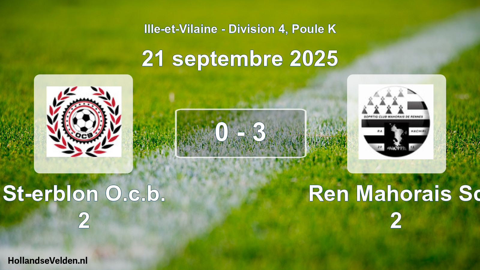 Gespeelde wedstrijd: St-erblon O.c.b. 2 - Ren Mahorais Sc 2 0 - 3 (21 septembre 2025)
