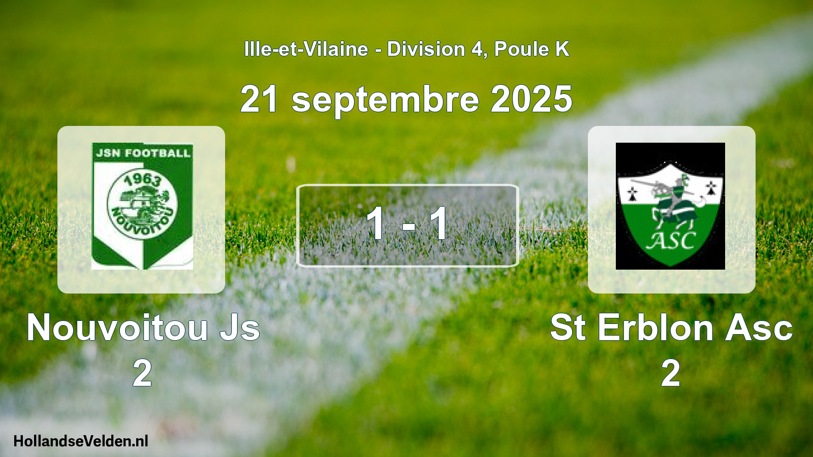 Gespeelde wedstrijd: Nouvoitou Js 2 - St Erblon Asc 2 1 - 1 (21 septembre 2025)