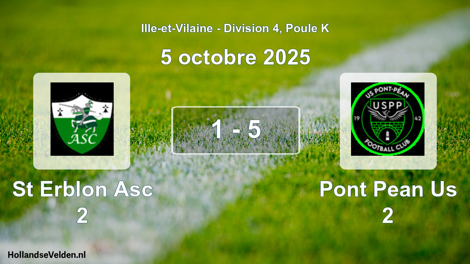 Gespeelde wedstrijd: St Erblon Asc 2 - Pont Pean Us 2 1 - 5 (5 oktober 2025)