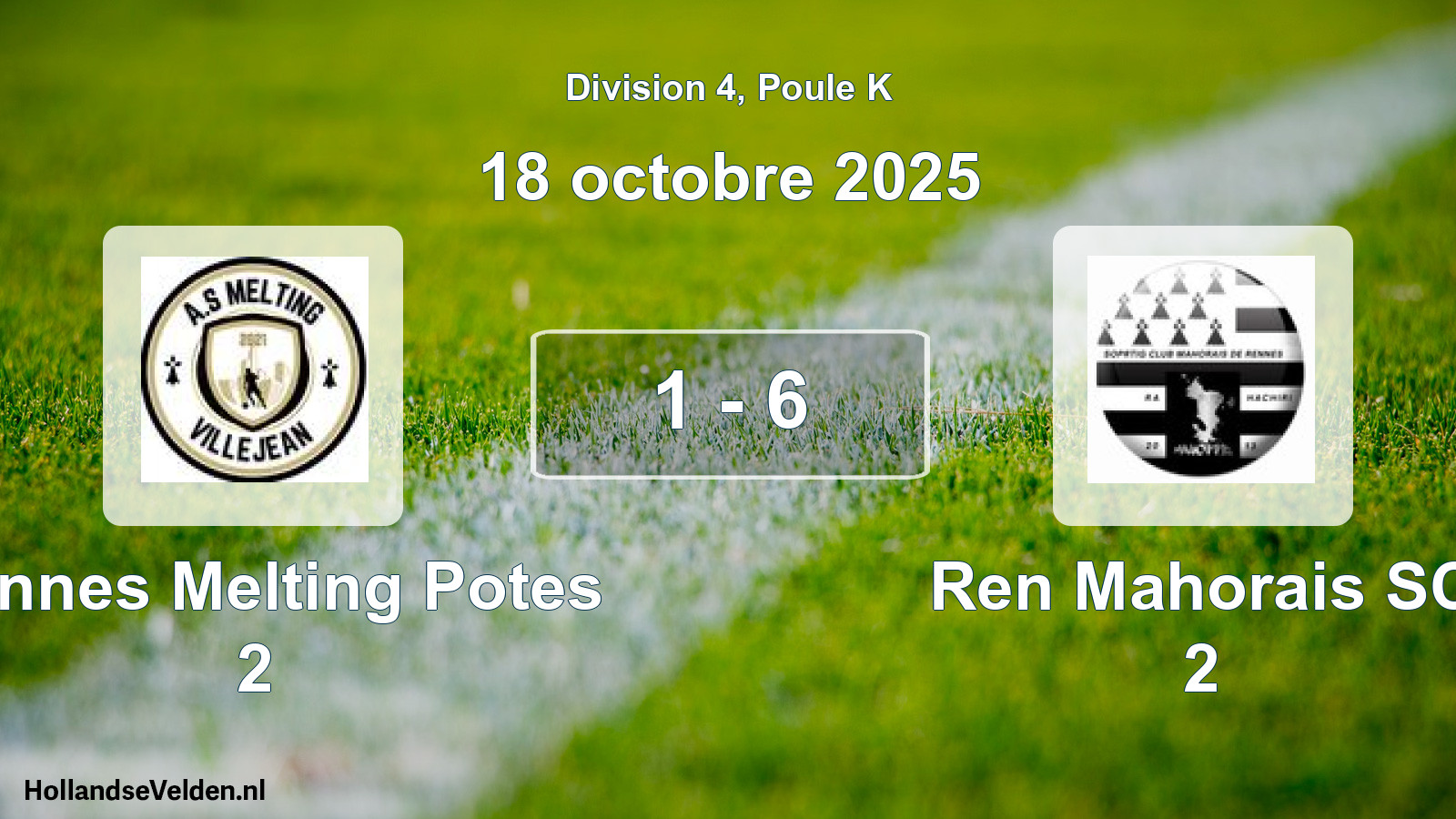 Match joué: Rennes Melting Potes 2 - Ren Mahorais SC 2 1 - 6 (18 octobre 2025)