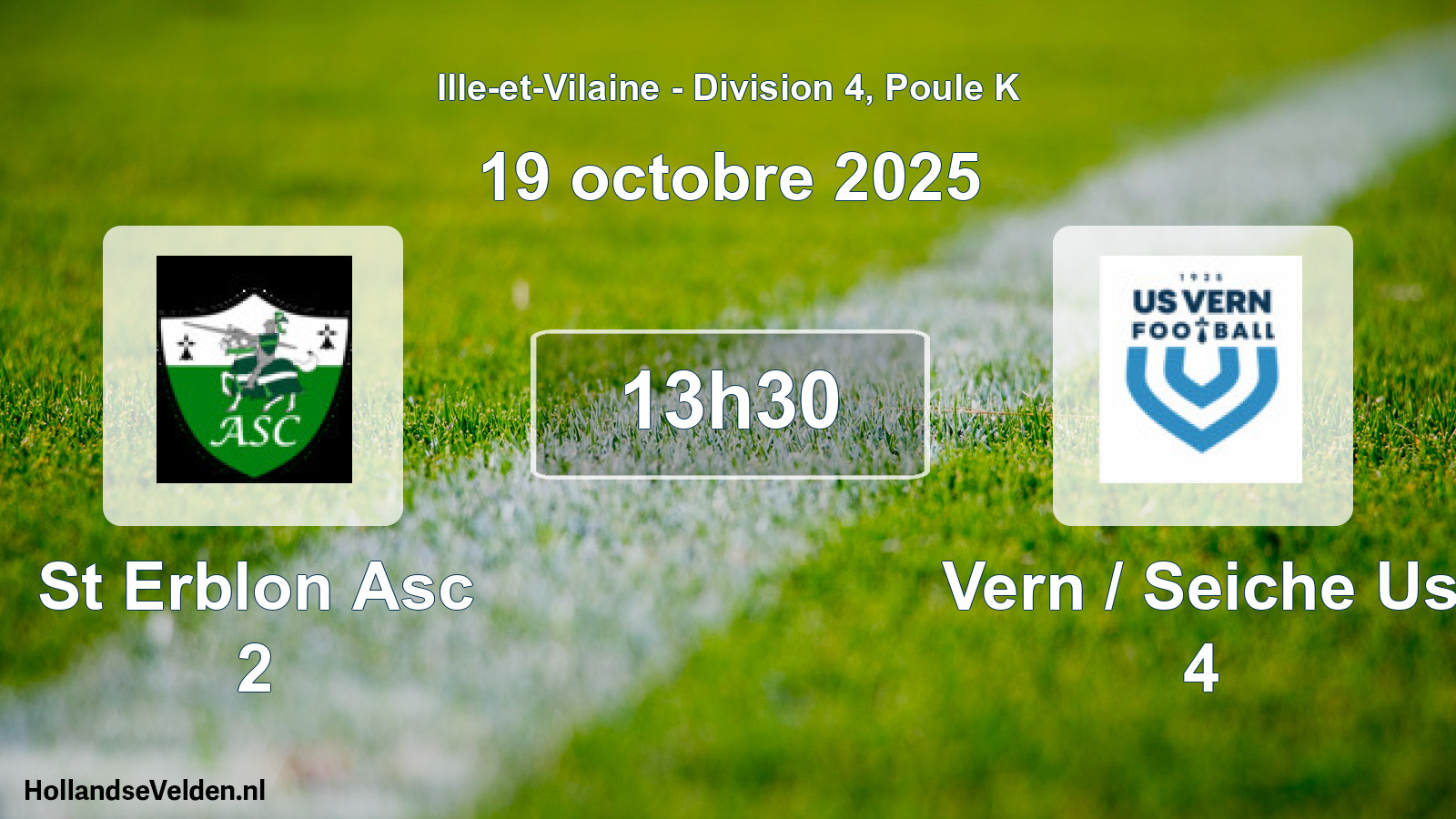 Geplande wedstrijd: St Erblon Asc 2 - Vern / Seiche Us 4 (19 octobre 2025)