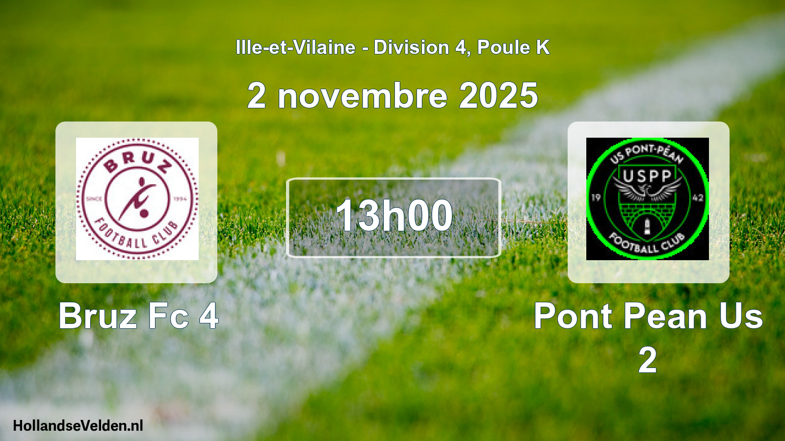 Geplande wedstrijd: Bruz Fc 4 - Pont Pean Us 2 (2 novembre 2025)