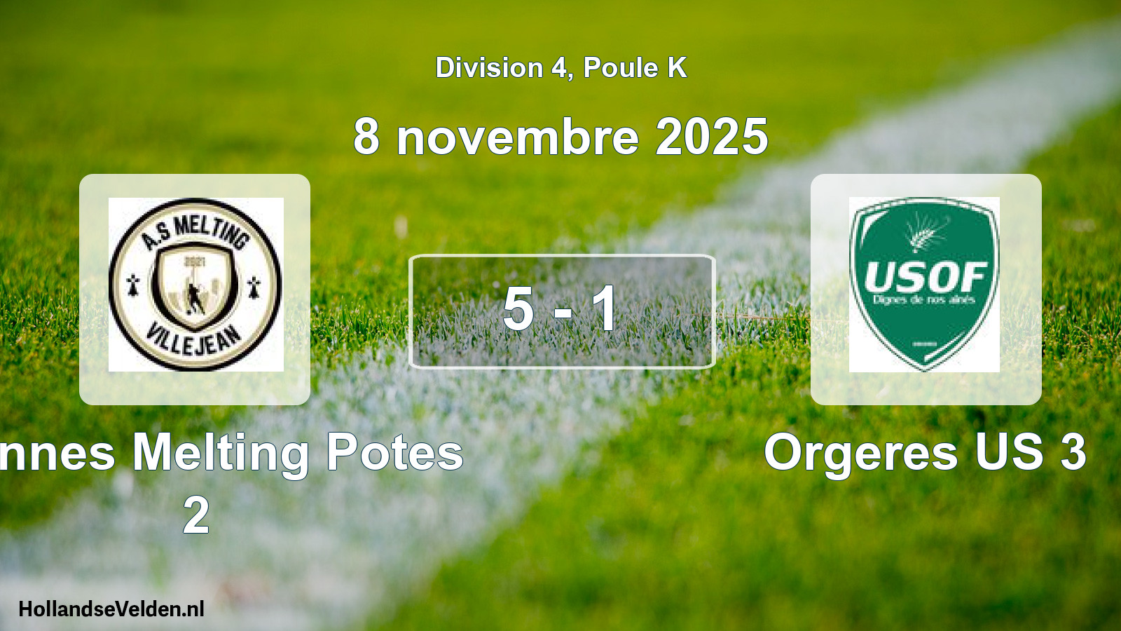 Match joué: Rennes Melting Potes 2 - Orgeres US 3 5 - 1 (8 novembre 2025)