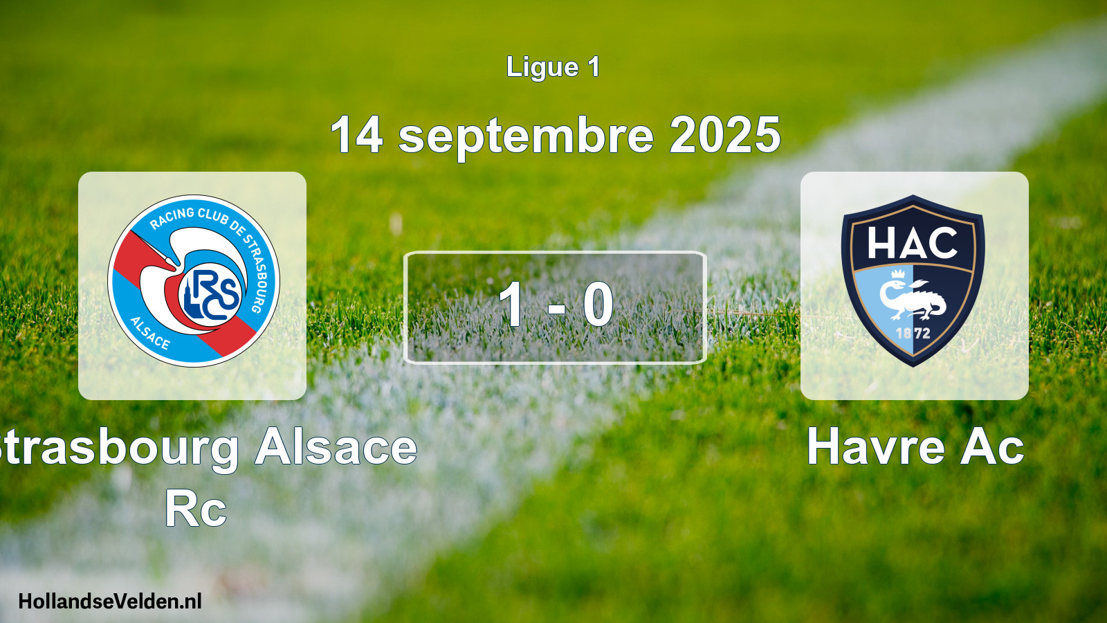 Gespeelde wedstrijd: Strasbourg Alsace Rc - Havre Ac 1 - 0 (14 septembre 2025)