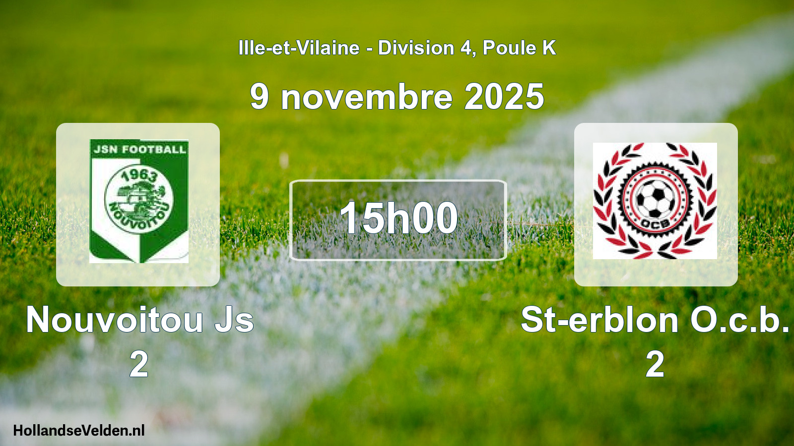 Geplande wedstrijd: Nouvoitou Js 2 - St-erblon O.c.b. 2 (9 november 2025)