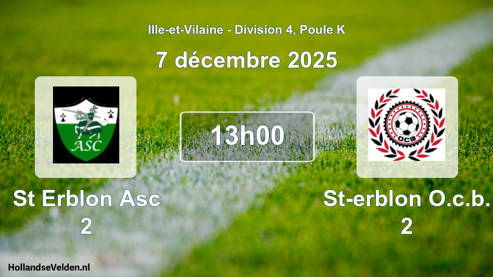 Geplande wedstrijd: St Erblon Asc 2 - St-erblon O.c.b. 2 (7 décembre 2025)