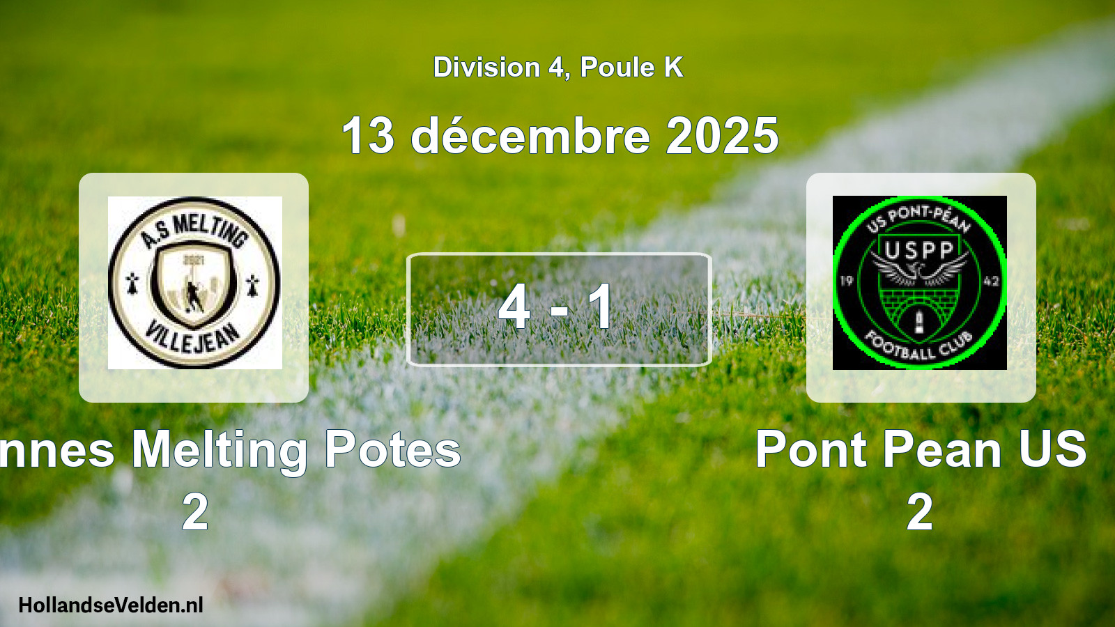 Gespeelde wedstrijd: Rennes Melting Potes 2 - Pont Pean US 2 4 - 1 (13 december 2025)