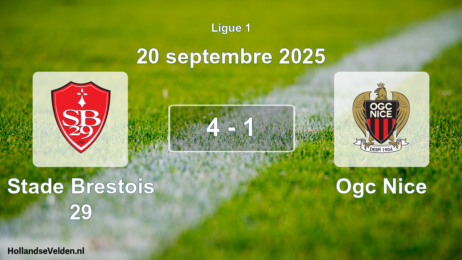 Total number of matches played: Stade Brestois 29 - Ogc Nice 4 - 1 (20 September 2025)