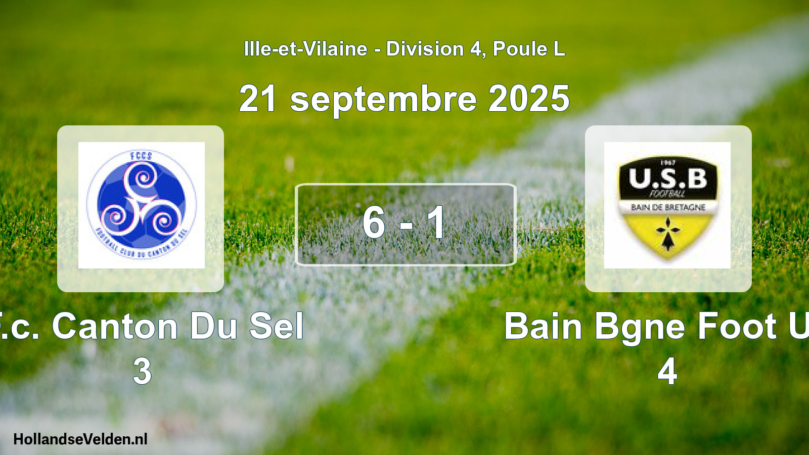 Total number of matches played: F.c. Canton Du Sel 3 - Bain Bgne Foot Us 4 6 - 1 (21 September 2025)