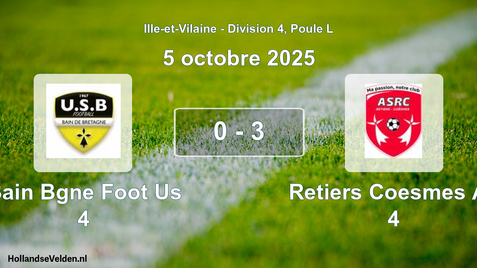 Total number of matches played: Bain Bgne Foot Us 4 - Retiers Coesmes As 4 0 - 3 (5 October 2025)