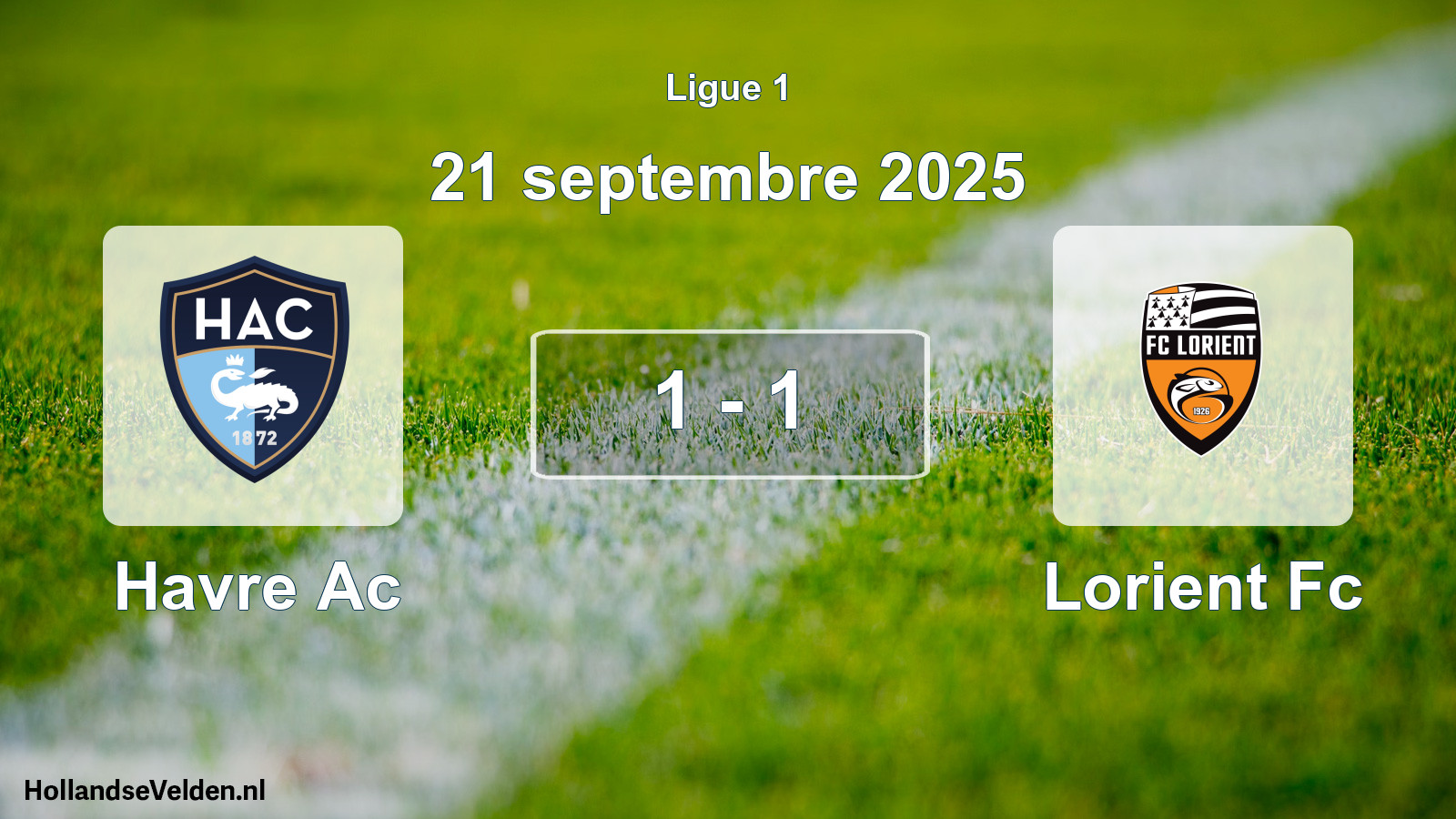 Total number of matches played: Havre Ac - Lorient Fc 1 - 1 (21 September 2025)