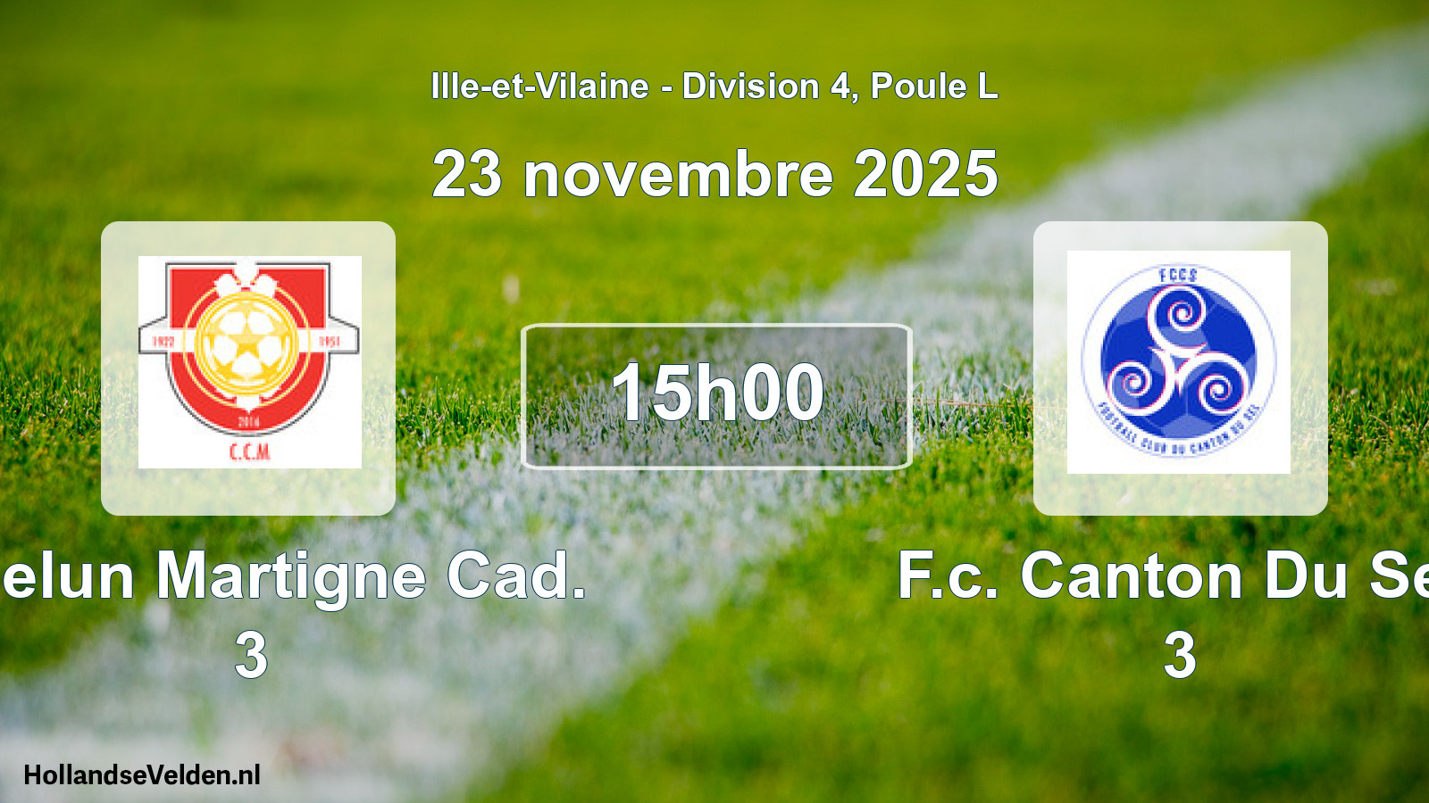 Geplande wedstrijd: Chelun Martigne Cad. 3 - F.c. Canton Du Sel 3 (23 novembre 2025)