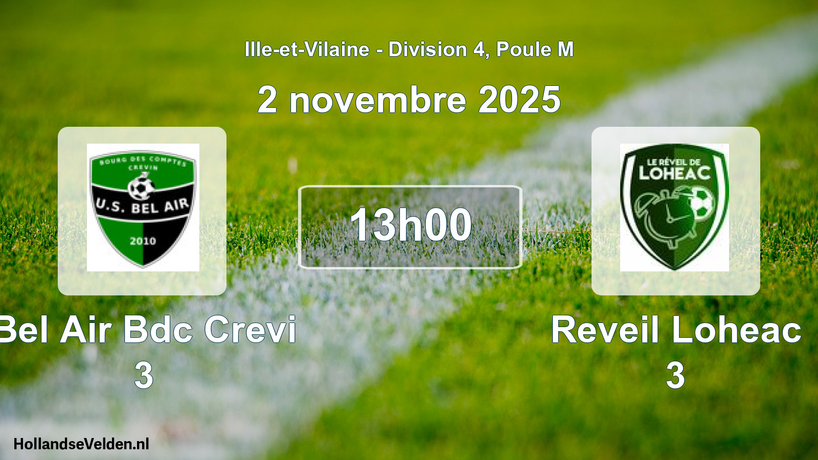 Scheduled Match: Bel Air Bdc Crevi 3 - Reveil Loheac 3 (2 November 2025)