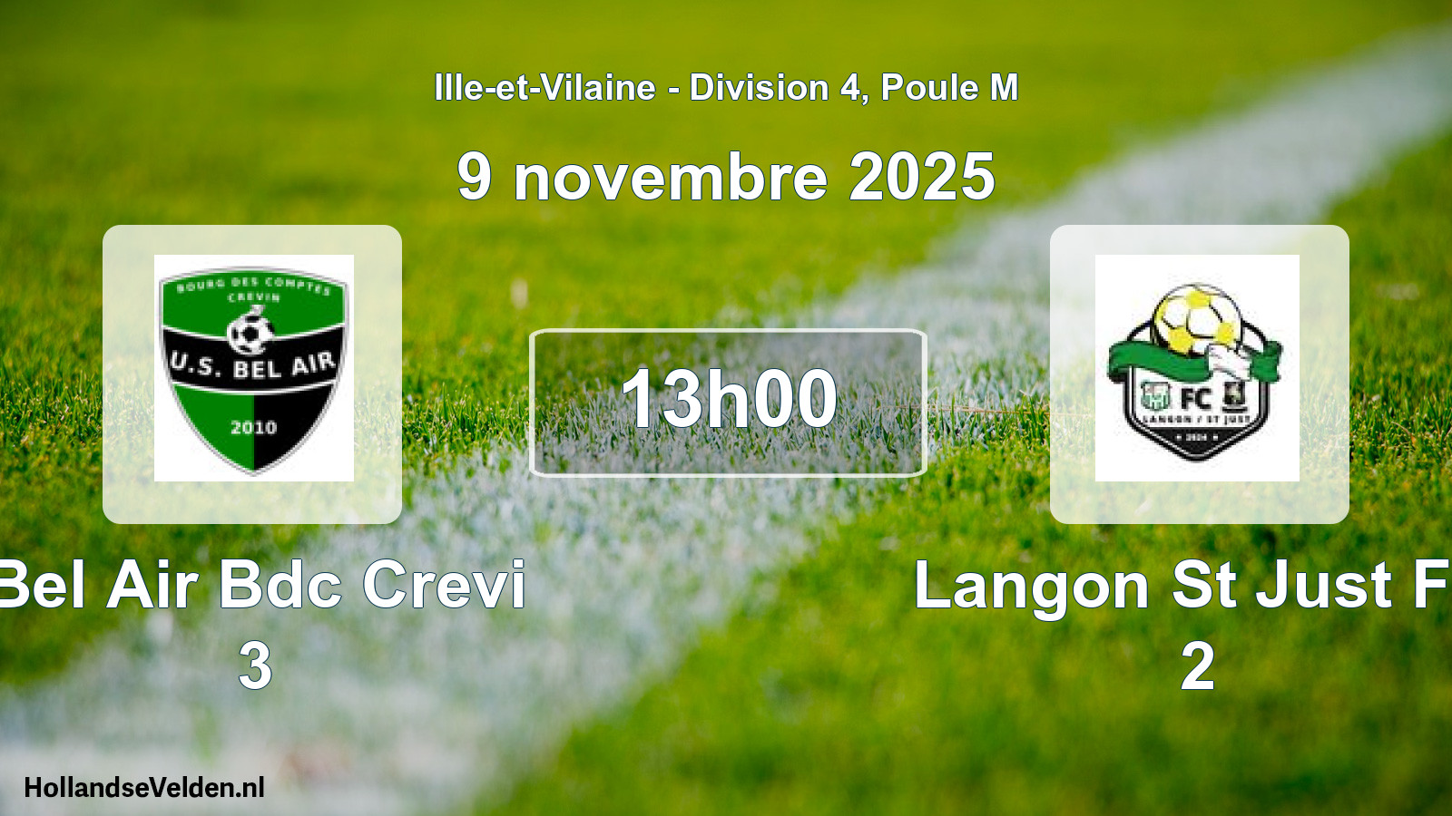 Scheduled Match: Bel Air Bdc Crevi 3 - Langon St Just Fc 2 (9 November 2025)