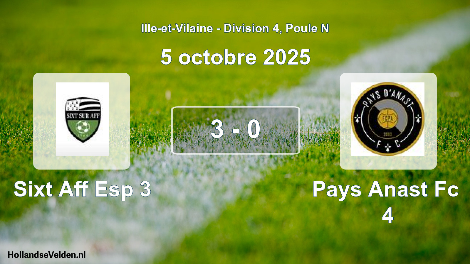 Gespeelde wedstrijd: Sixt Aff Esp 3 - Pays Anast Fc 4 3 - 0 (5 oktober 2025)