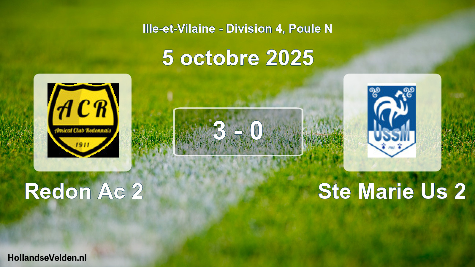 Total number of matches played: Redon Ac 2 - Ste Marie Us 2 3 - 0 (5 October 2025)