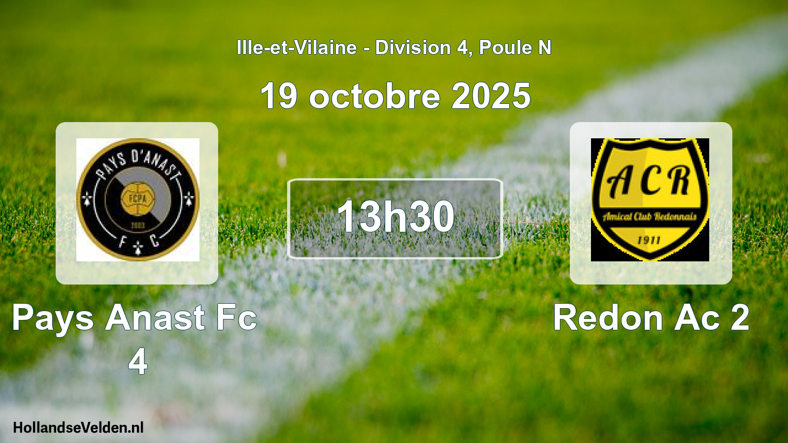 Geplande wedstrijd: Pays Anast Fc 4 - Redon Ac 2 (19 octobre 2025)