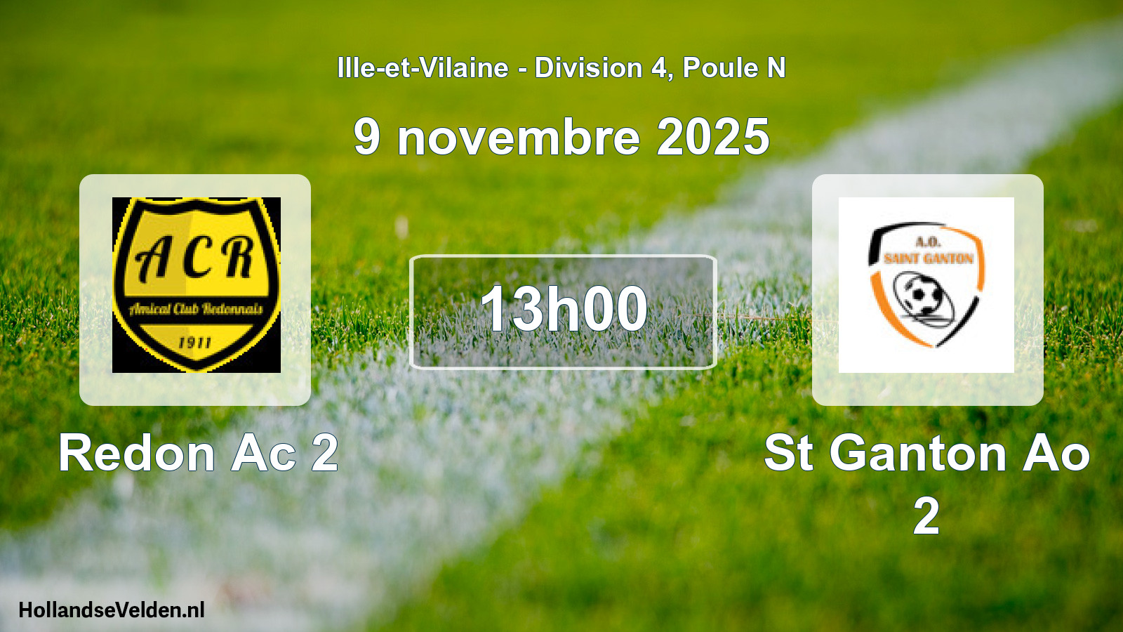 Geplande wedstrijd: Redon Ac 2 - St Ganton Ao 2 (9 november 2025)