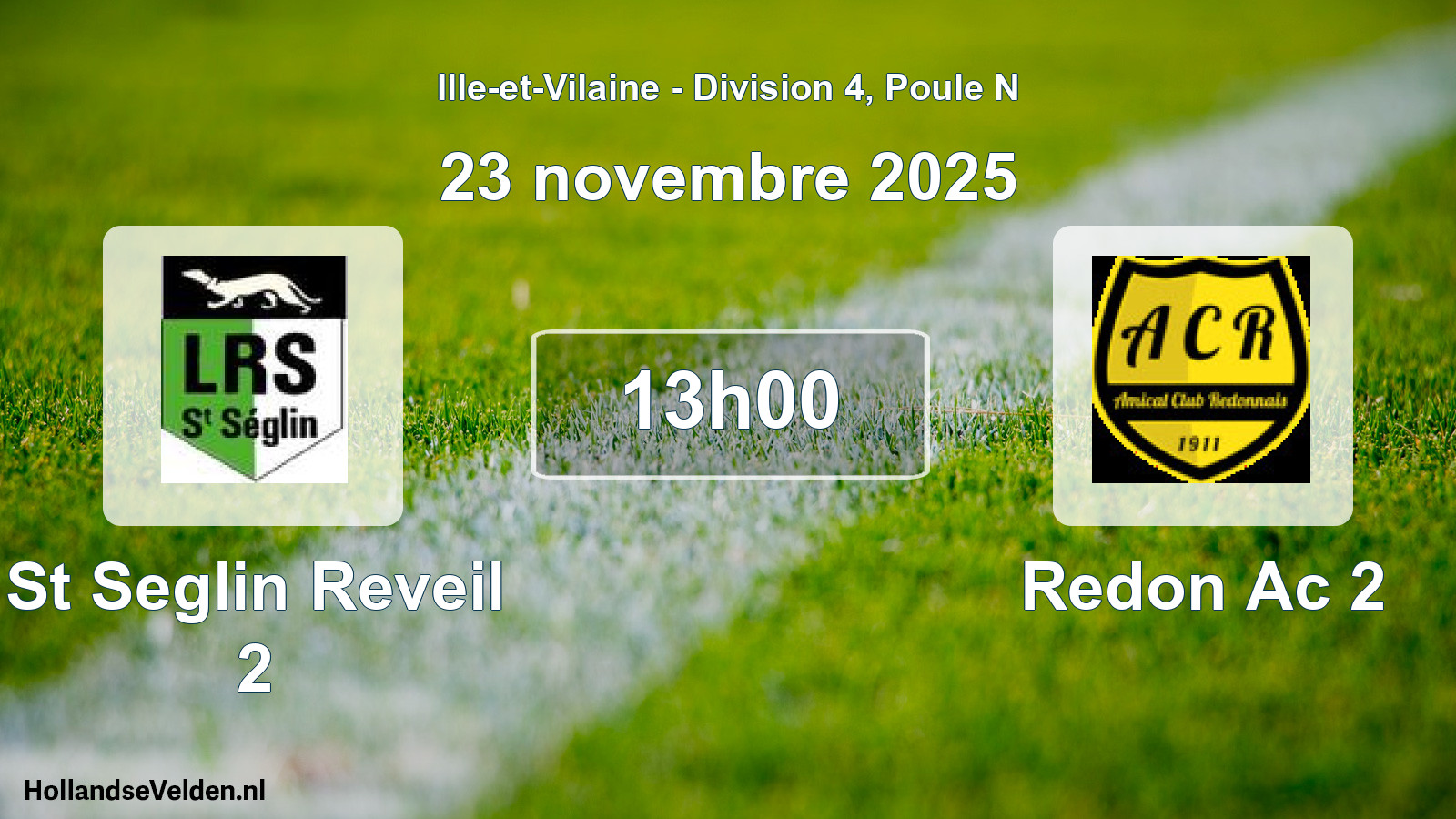 Geplande wedstrijd: St Seglin Reveil 2 - Redon Ac 2 (23 november 2025)