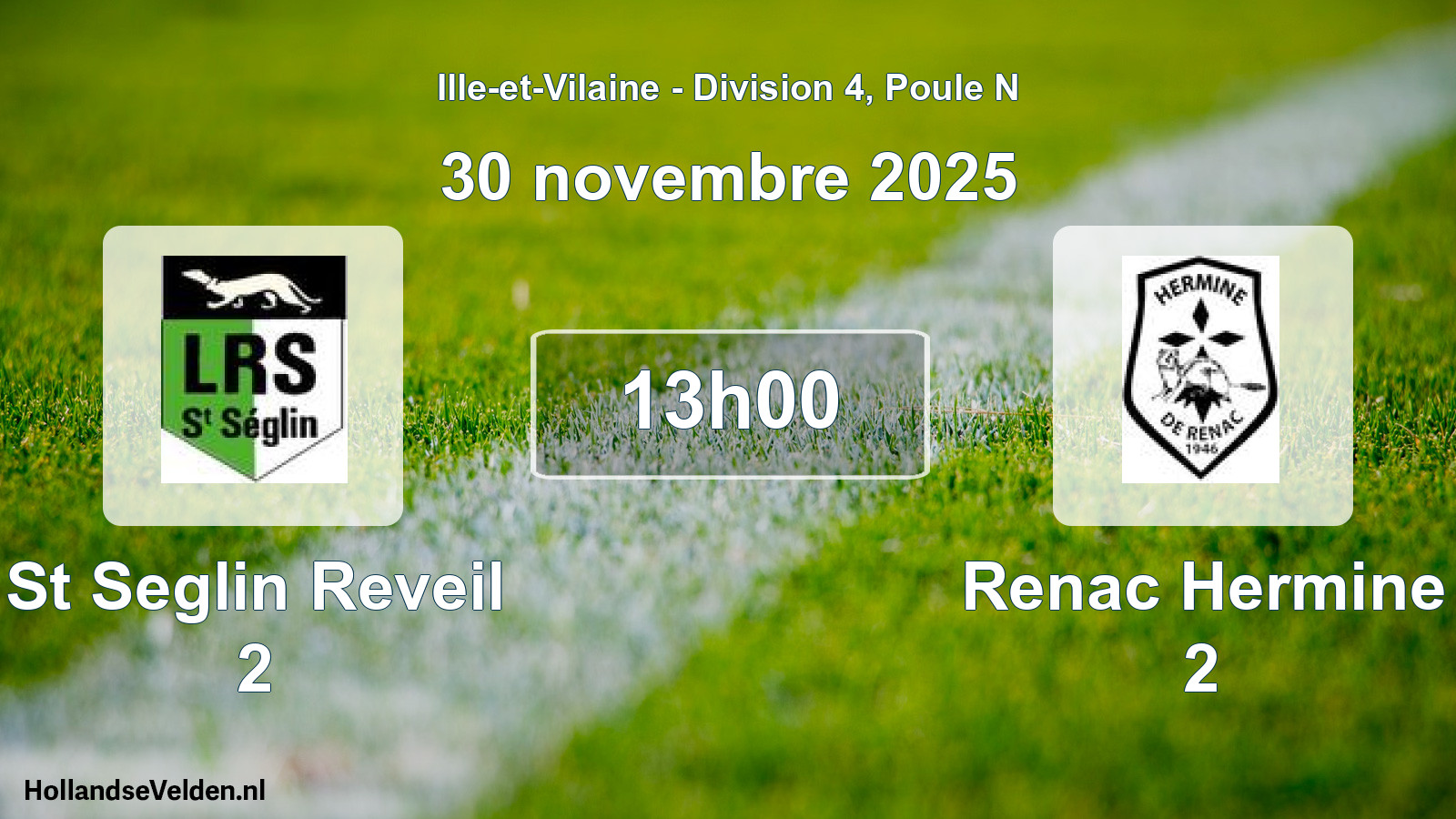Geplande wedstrijd: St Seglin Reveil 2 - Renac Hermine 2 (30 novembre 2025)