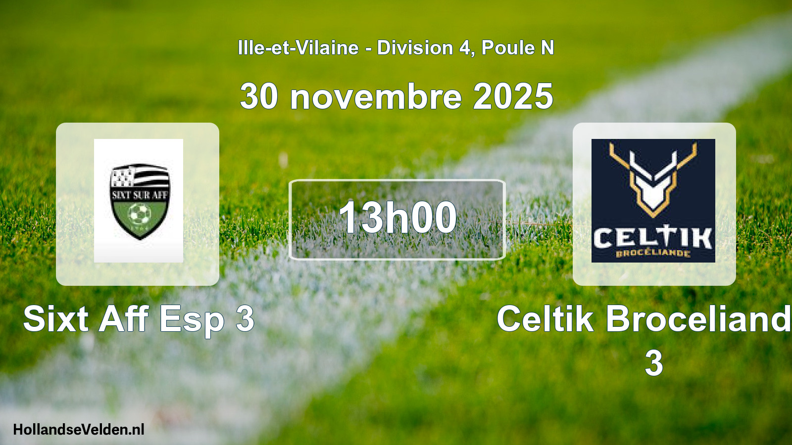 Geplande wedstrijd: Sixt Aff Esp 3 - Celtik Broceliande 3 (30 novembre 2025)