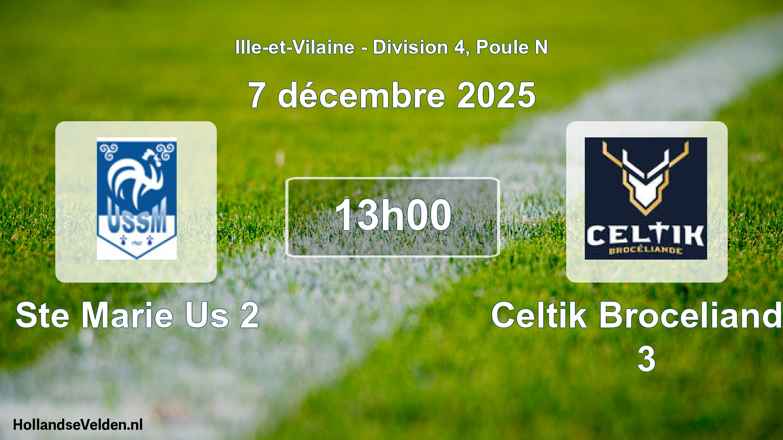 Geplande wedstrijd: Ste Marie Us 2 - Celtik Broceliande 3 (7 décembre 2025)