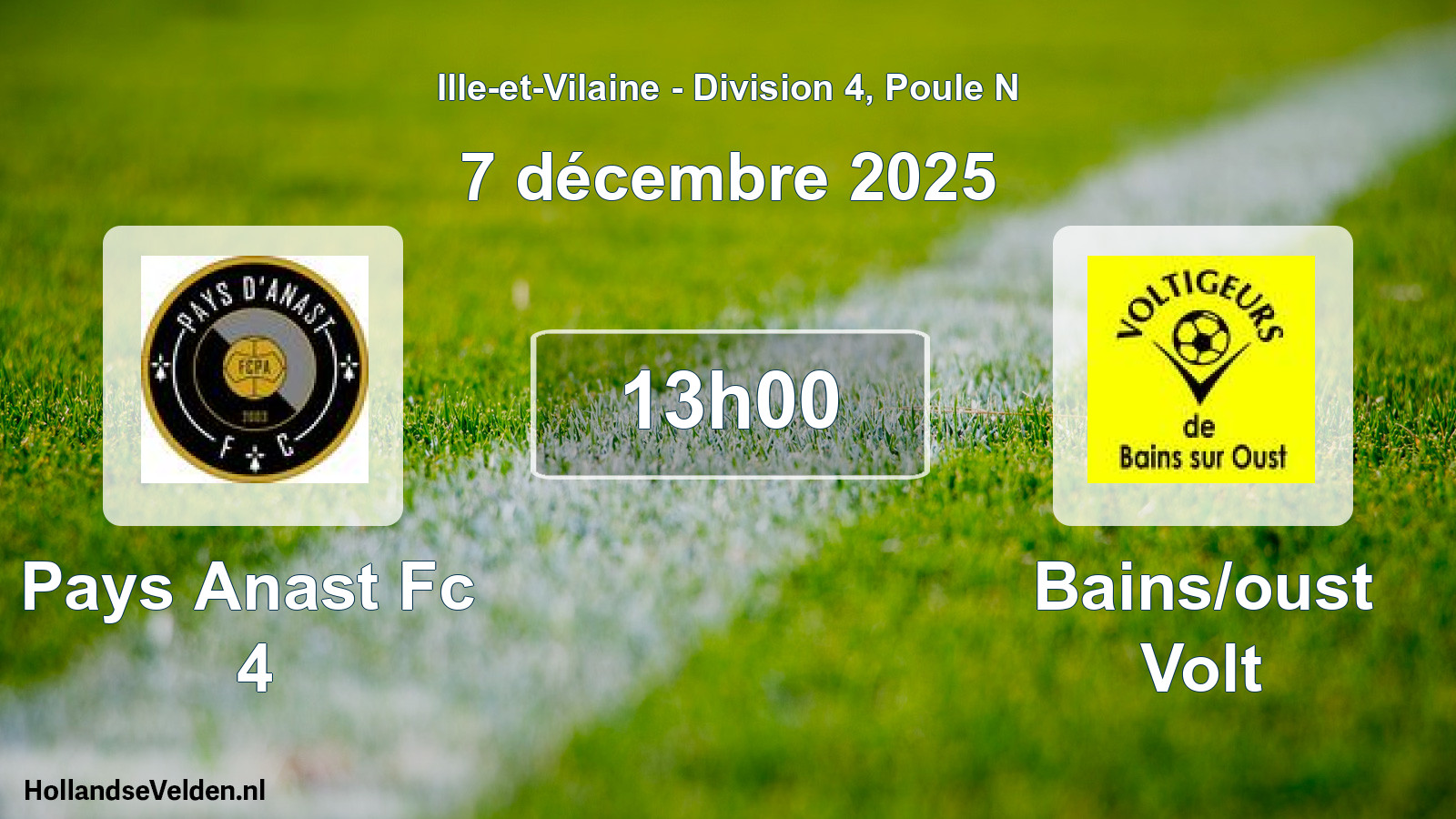 Geplande wedstrijd: Pays Anast Fc 4 - Bains/oust Volt (7 december 2025)