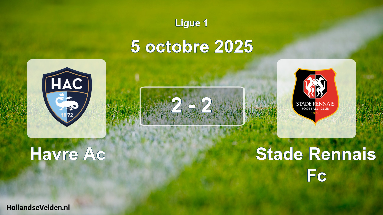 Gespeelde wedstrijd: Havre Ac - Stade Rennais Fc 2 - 2 (5 octobre 2025)