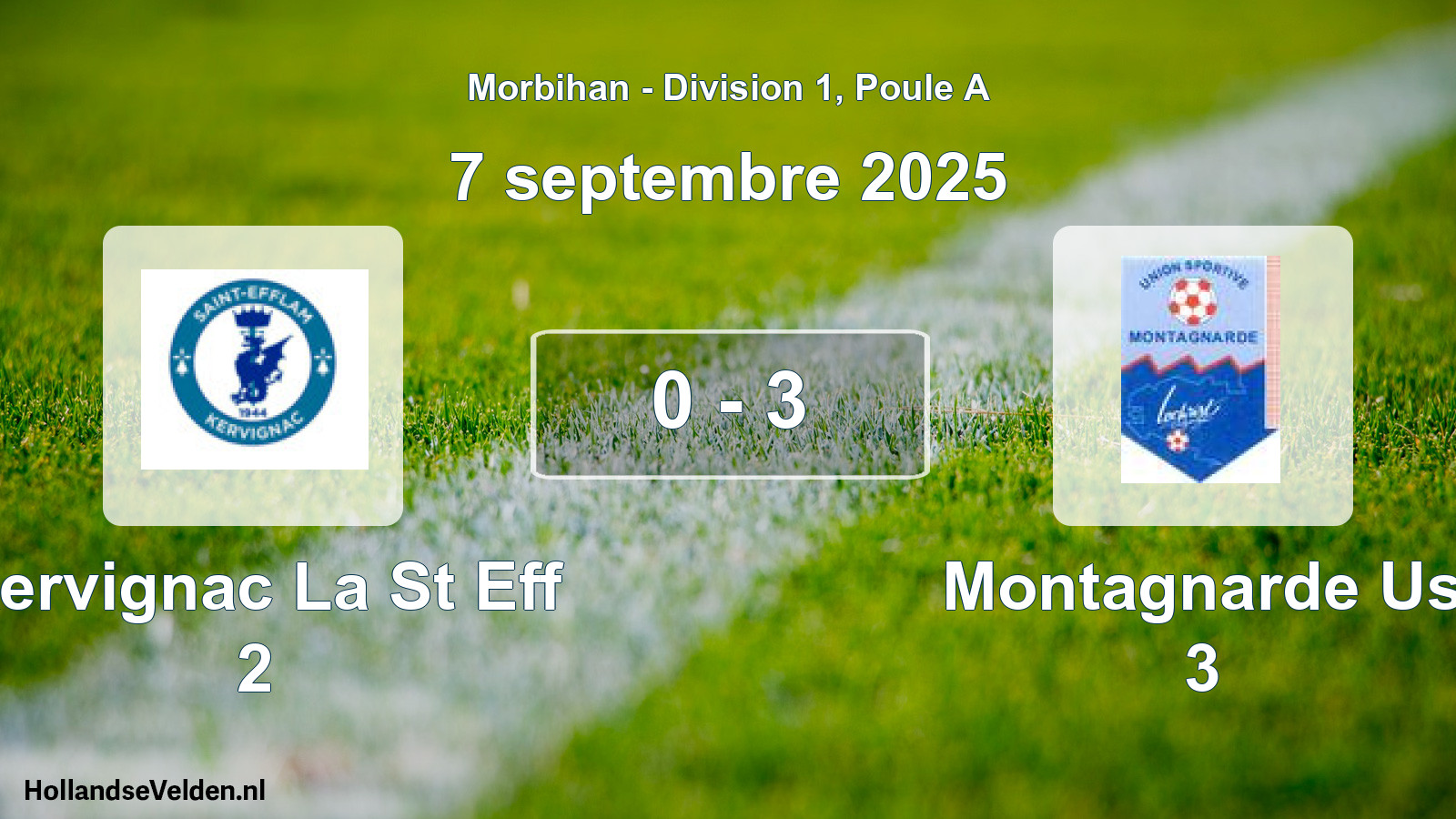 Gespeelde wedstrijd: Kervignac La St Eff 2 - Montagnarde Us 3 0 - 3 (7 septembre 2025)