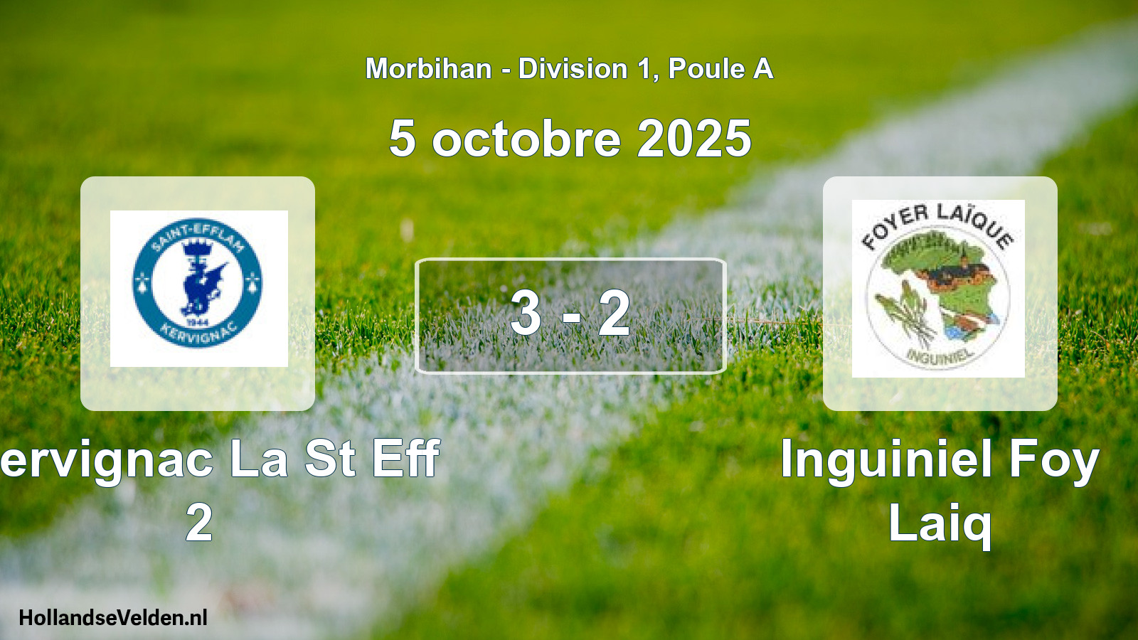 Total number of matches played: Kervignac La St Eff 2 - Inguiniel Foy Laiq 3 - 2 (5 October 2025)