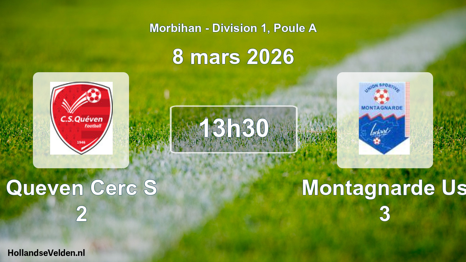 Geplande wedstrijd: Queven Cerc S 2 - Montagnarde Us 3 (8 mars 2026)
