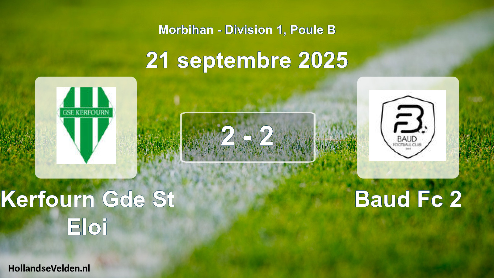 Gespeelde wedstrijd: Kerfourn Gde St Eloi - Baud Fc 2 2 - 2 (21 septembre 2025)
