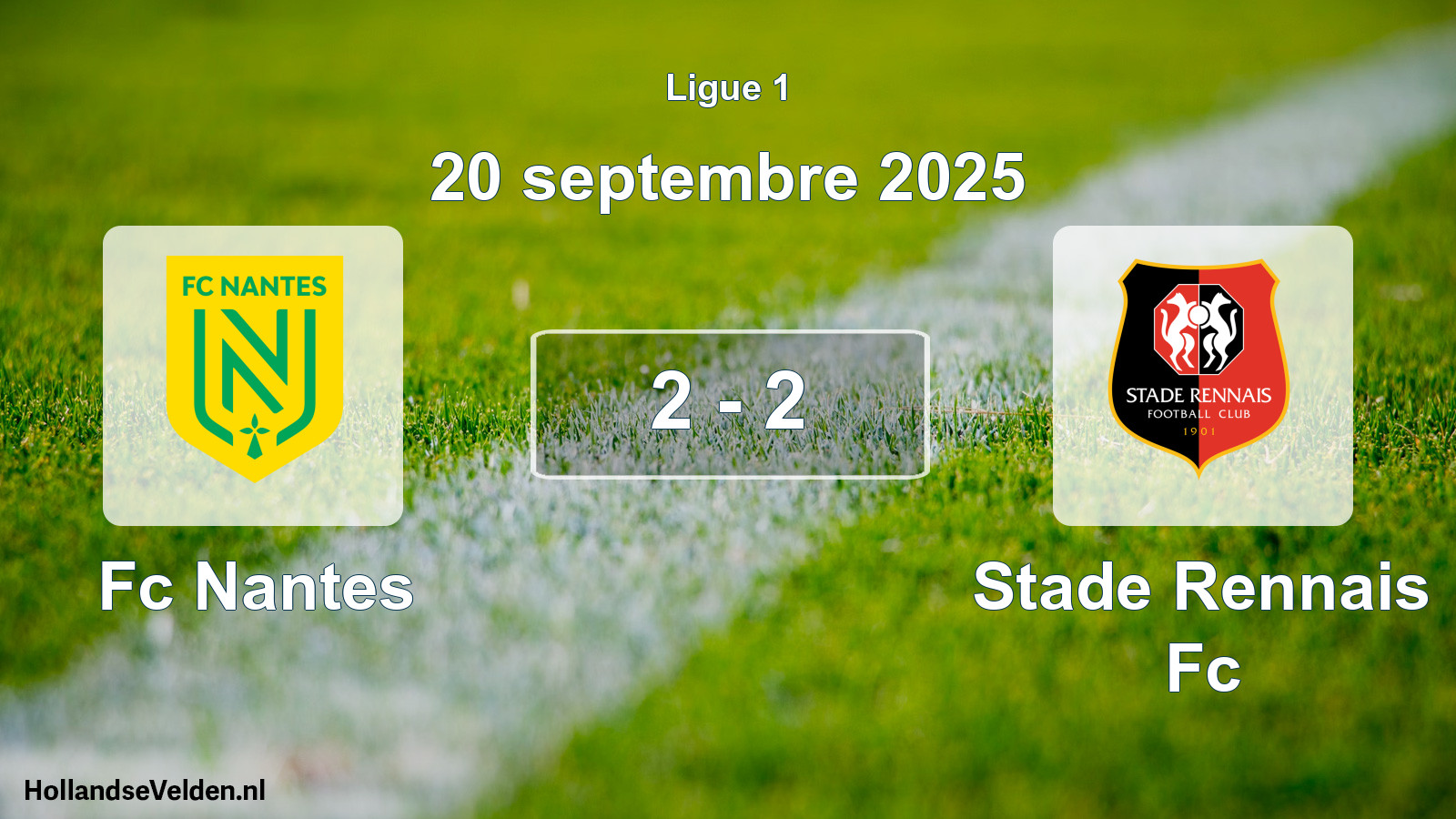 Gespeelde wedstrijd: Fc Nantes - Stade Rennais Fc 2 - 2 (20 september 2025)